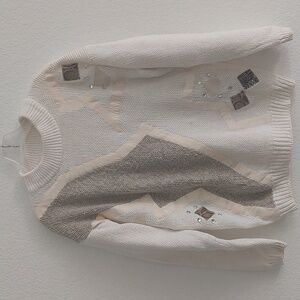 MISTER NOAH Plus Vintage Geometric Pattern Knit Sweater